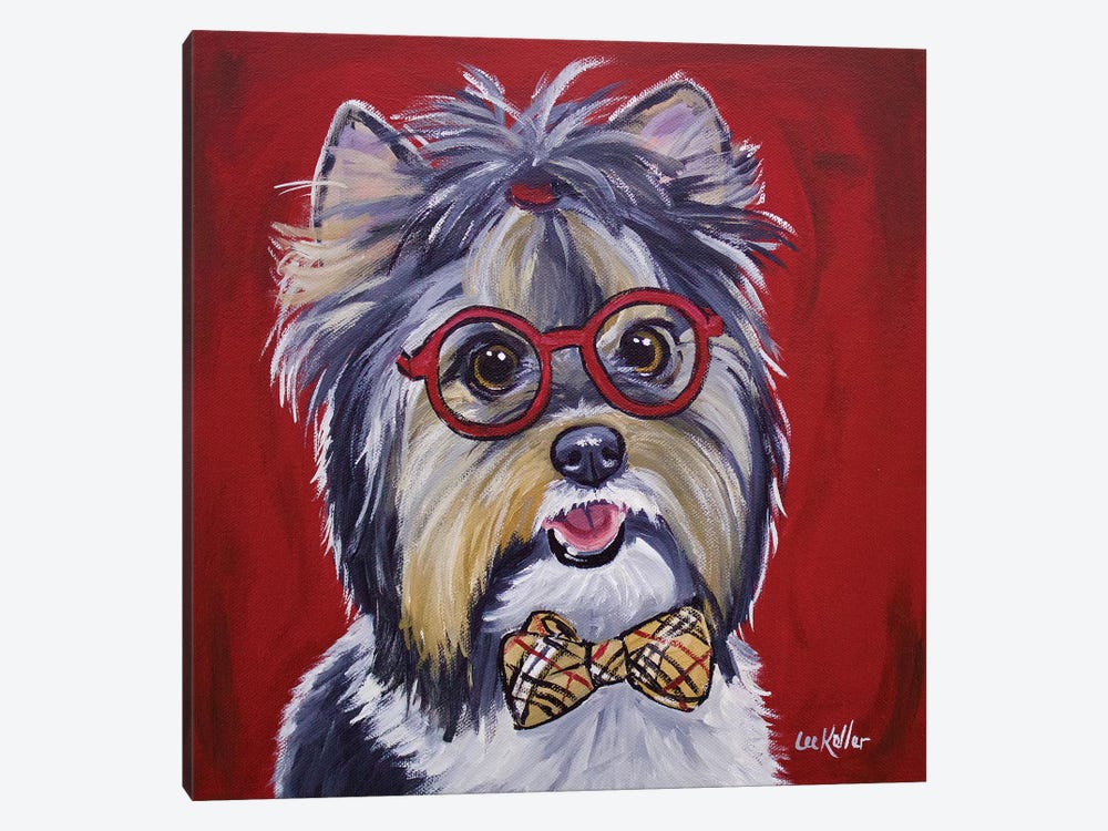 Yorkie Glasses And Bowtie by Hippie Hound Studios 1-piece Canvas Wall Art
