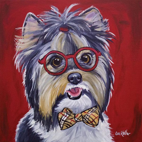 Hippie Hound Studios: Yorkie Glasses And Bowtie by Hippie Hound Studios