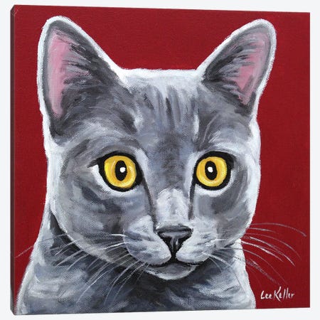 Gray Cat - Oliver Canvas Print #HHS253} by Hippie Hound Studios Canvas Art Print