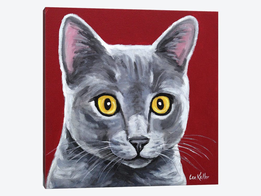 Gray Cat - Oliver by Hippie Hound Studios 1-piece Canvas Artwork
