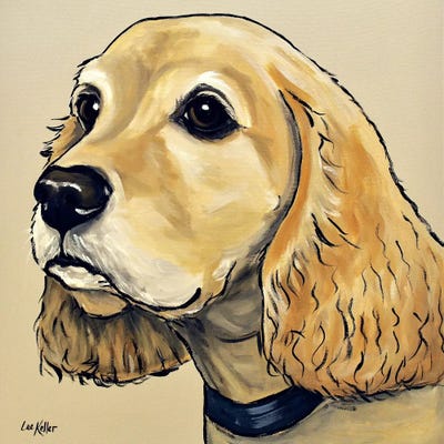 Cocker Spaniel On Tan by Hippie Hound Studios metal wall art