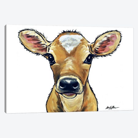 Bambi The Cow On White Canvas Print #HHS275} by Hippie Hound Studios Canvas Art
