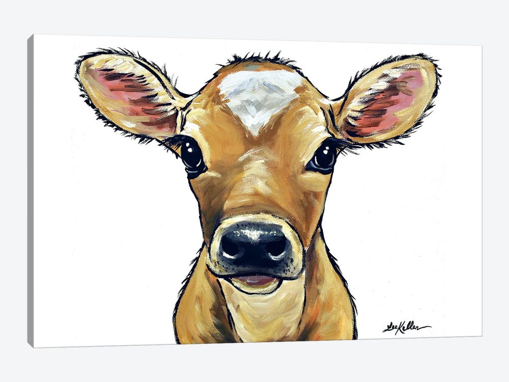 Bambi The Cow On White by Hippie Hound Studios 1-piece Canvas Wall Art