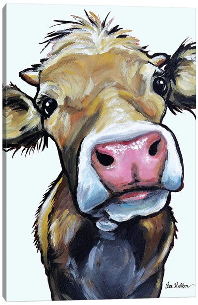 Cow Hazel On Gray Canvas Art Print - Hippie Hound Studios
