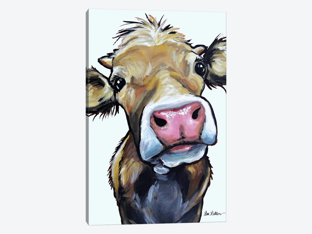 Cow Hazel On Gray by Hippie Hound Studios 1-piece Canvas Print