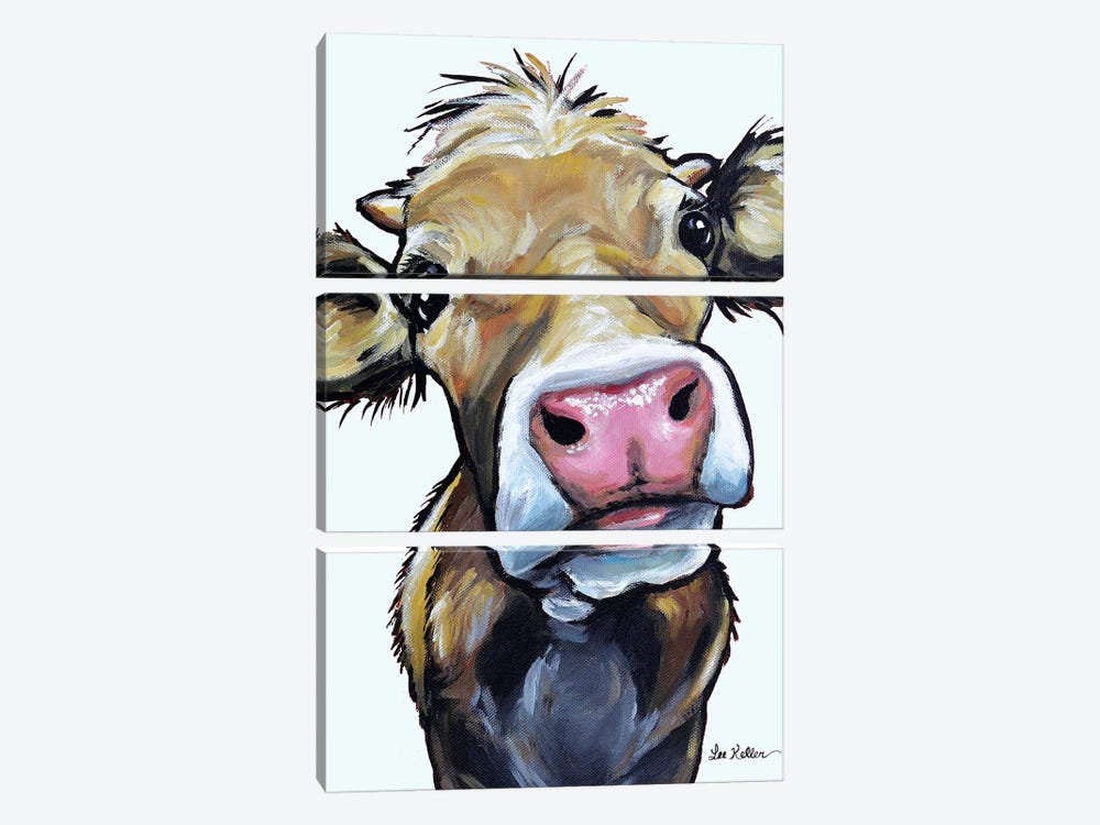 Cow Hazel On Gray by Hippie Hound Studios 3-piece Canvas Art Print