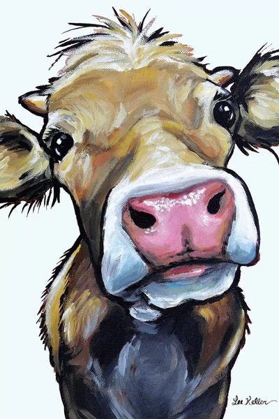 Hippie Hound Studios: Cow Hazel On Gray by Hippie Hound Studios