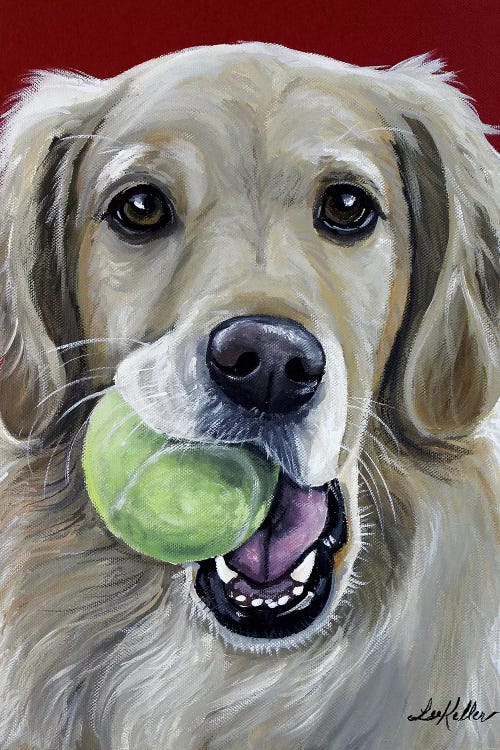 Sophie The Golden Retriever With Ball by Hippie Hound Studios wall art