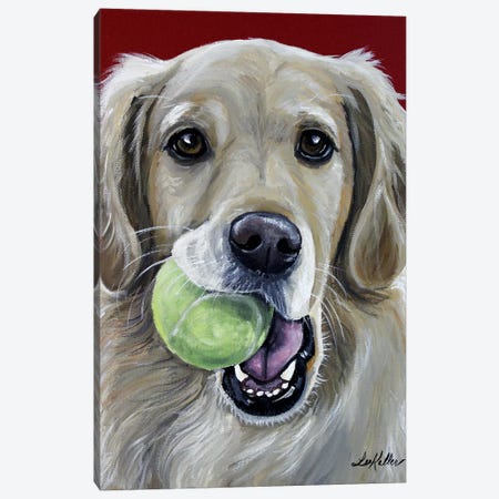 Sophie The Golden Retriever With Ball Canvas Print #HHS286} by Hippie Hound Studios Canvas Art Print