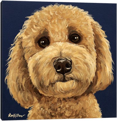 Goldendoodle On Navy I Canvas Art Print - Pet Industry