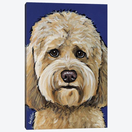 Goldendoodle On Navy II Canvas Print #HHS290} by Hippie Hound Studios Canvas Art Print
