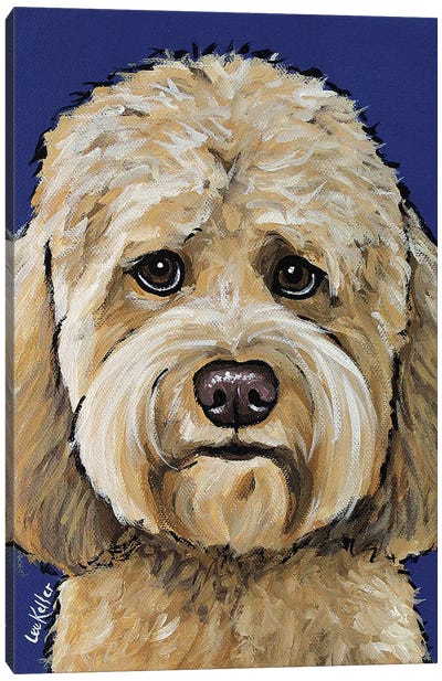 Goldendoodle On Navy II Canvas Art Print - Hippie Hound Studios