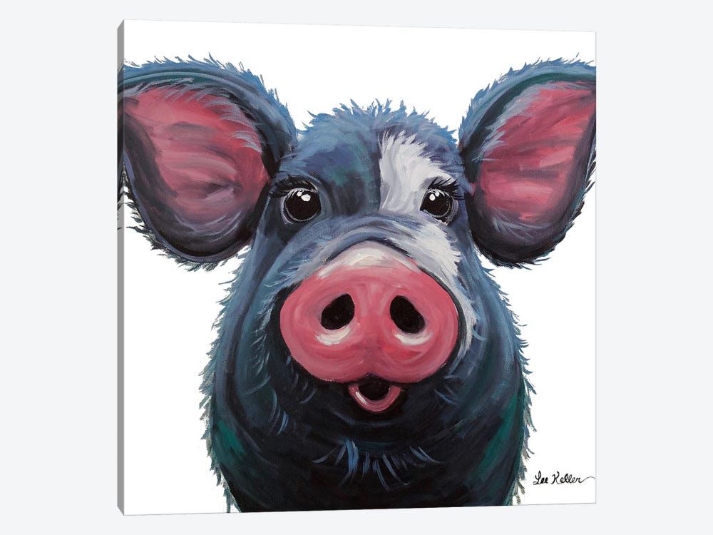 Lulu The Pig On White by Hippie Hound Studios 1-piece Canvas Art