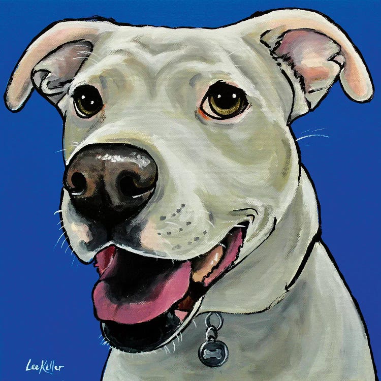 Pit Bull On Royal Blue by Hippie Hound Studios wall art