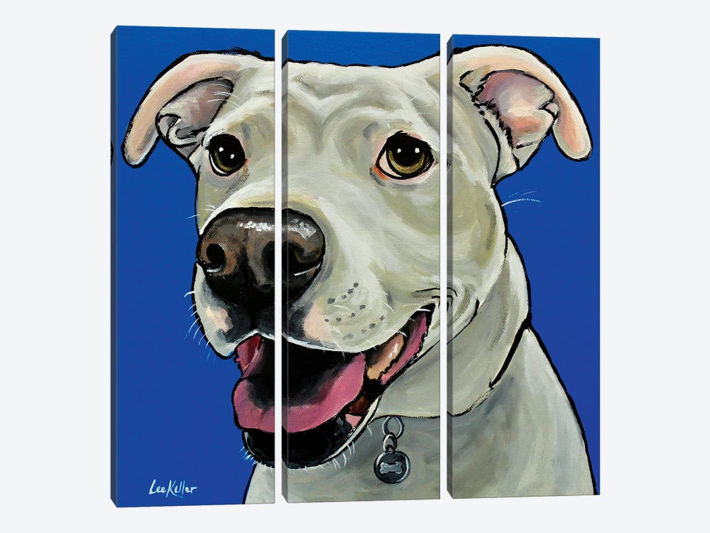 Pit Bull On Royal Blue by Hippie Hound Studios 3-piece Canvas Art