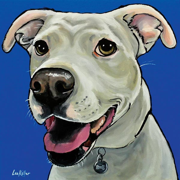 Pit Bulls: Pit Bull On Royal Blue by Hippie Hound Studios