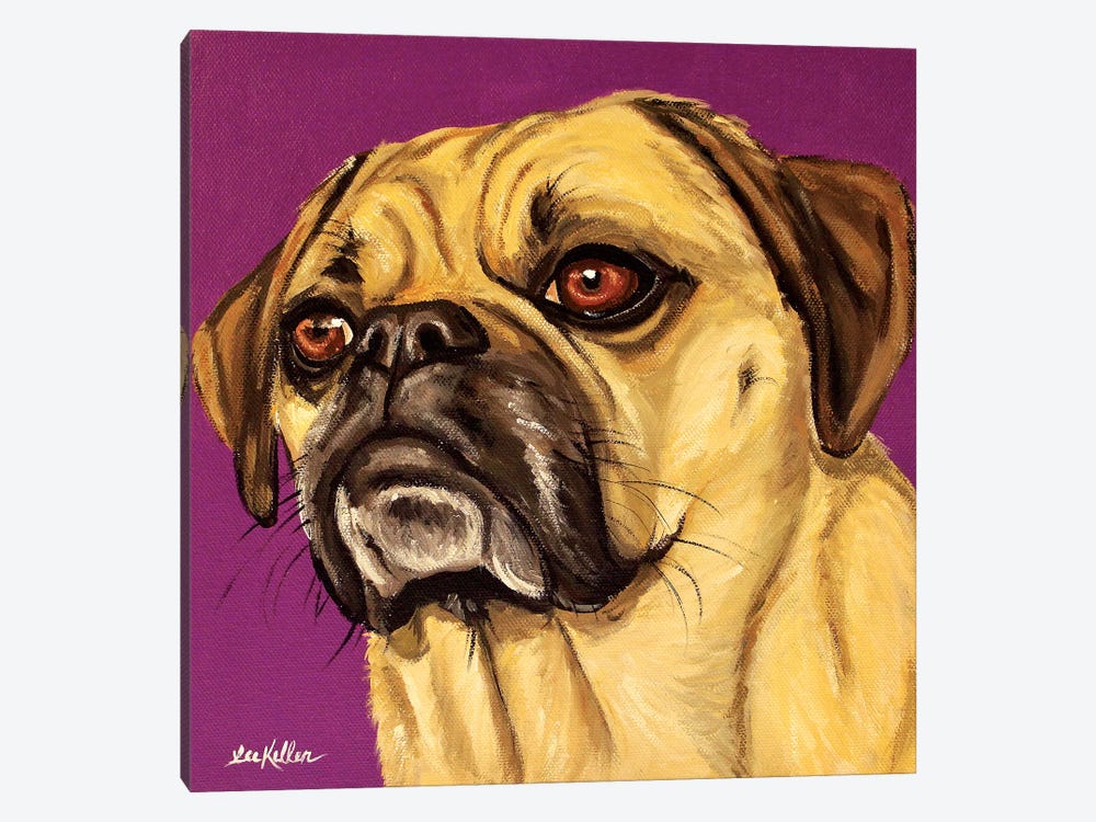 Puggle On Purple by Hippie Hound Studios 1-piece Canvas Art Print
