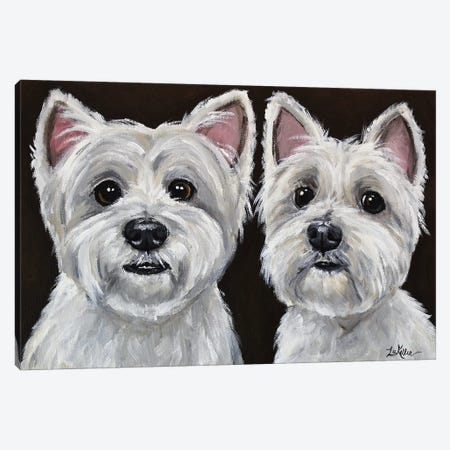 West Highland Terrier Pair Canvas Print #HHS314} by Hippie Hound Studios Canvas Print