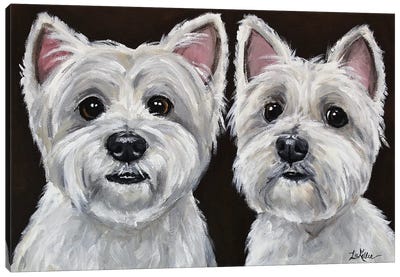 West Highland Terrier Pair Canvas Art Print - Hippie Hound Studios