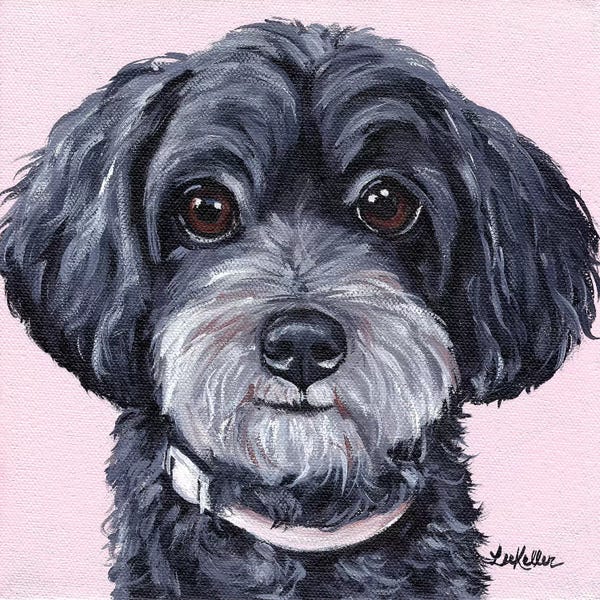 Mutts: Yorkiepoo On Pink by Hippie Hound Studios