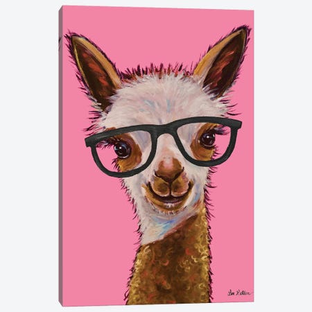 Rosie The Alpaca With Glasses Canvas Print #HHS319} by Hippie Hound Studios Canvas Art