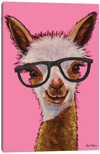 Rosie The Alpaca With Glasses Canvas Art Print - Hippie Hound Studios