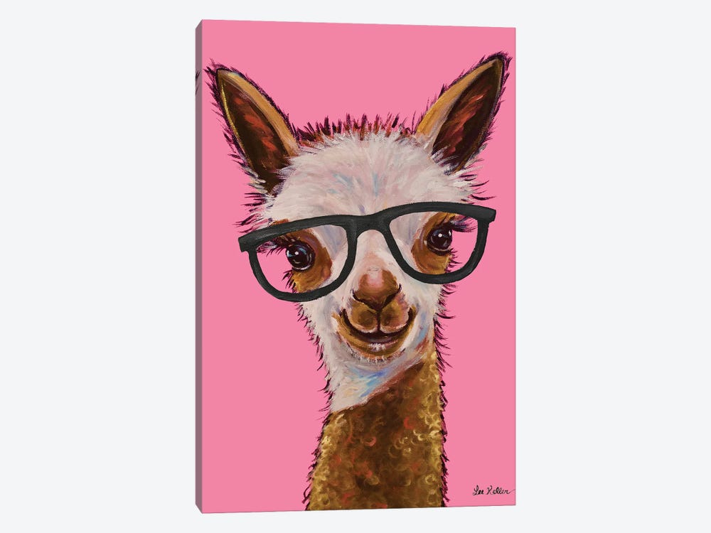 Rosie The Alpaca With Glasses by Hippie Hound Studios 1-piece Canvas Print
