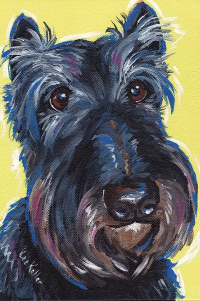 Hippie Hound Studios: Expressive Schnauzer On Yellow by Hippie Hound Studios