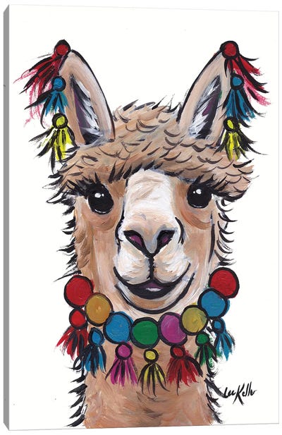Alpaca With Tassels Canvas Art Print - Hippie Hound Studios