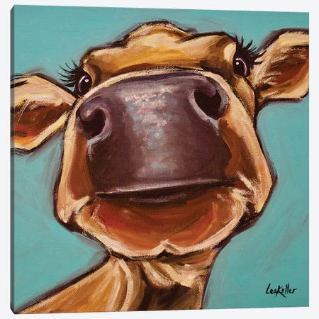 Cow Close-up Canvas Print #HHS327} by Hippie Hound Studios Canvas Art