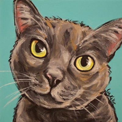 Munch The Gray Cat Canvas Artwork by Hippie Hound Studios | iCanvas