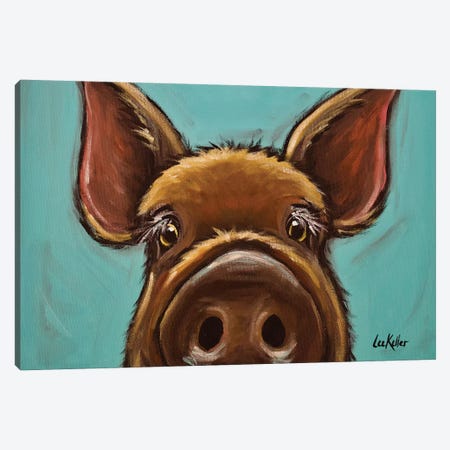 Elmer The Pig Canvas Print #HHS329} by Hippie Hound Studios Art Print