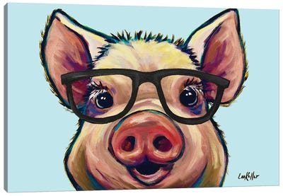 Marmalade The Pig With Glasses Canvas Art Print - Hippie Hound Studios