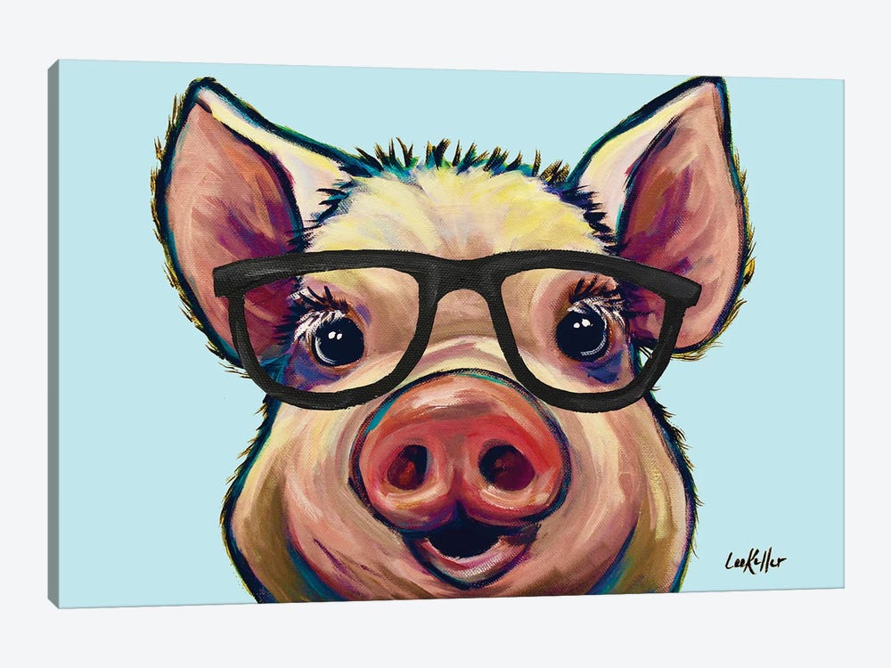 Marmalade The Pig With Glasses - Canvas Artwork | Hippie Hound Studios