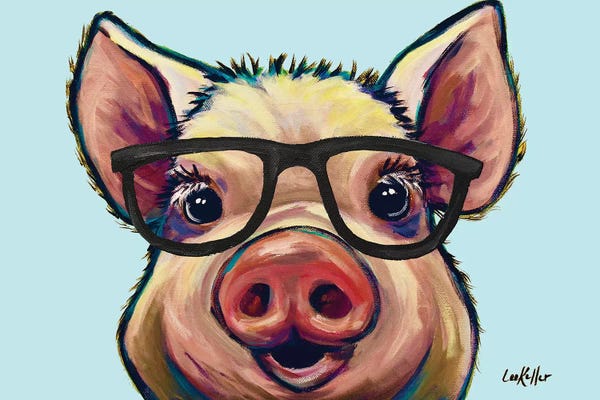 Pigs: Marmalade The Pig With Glasses by Hippie Hound Studios