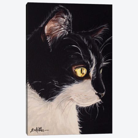 Tuxedo Cat Canvas Print #HHS338} by Hippie Hound Studios Canvas Art