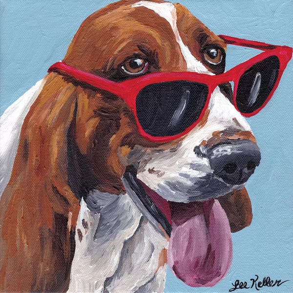 Hippie Hound Studios: Bassett Hound Dog Painting by Hippie Hound Studios