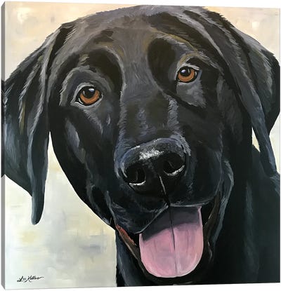 Black Lab Close Up Canvas Art Print - Labrador Retriever Art