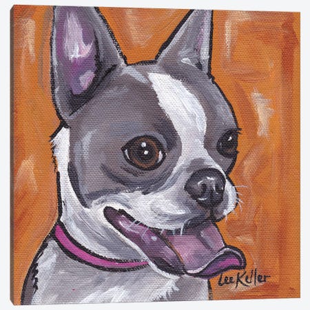 Frenchie (French Bulldog) Canvas Print #HHS35} by Hippie Hound Studios Canvas Art