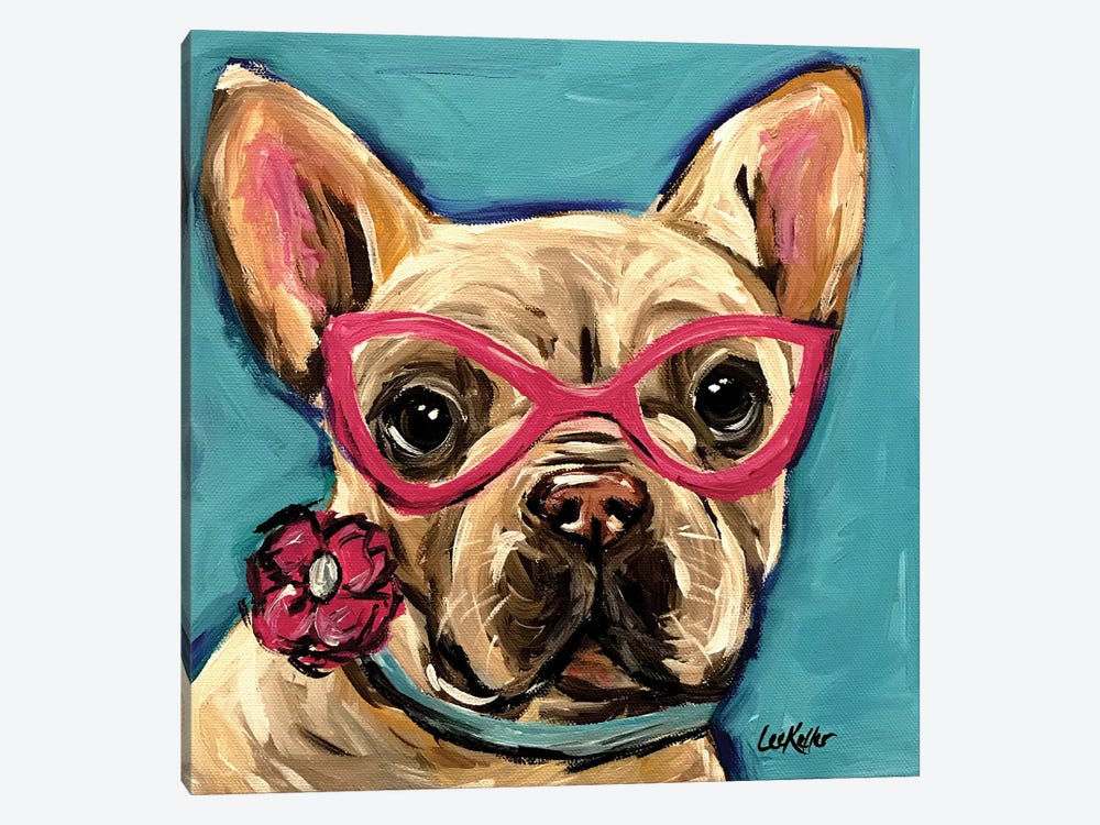 Frenchie With Glasses, Pearl by Hippie Hound Studios 1-piece Canvas Art Print