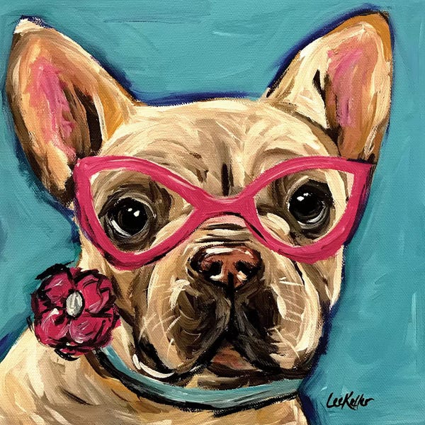 French Bulldogs: Frenchie With Glasses, Pearl by Hippie Hound Studios