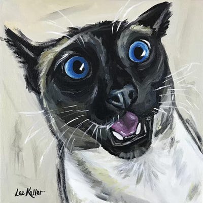 Funny Siamese Cat Marley by Hippie Hound Studios metal wall art