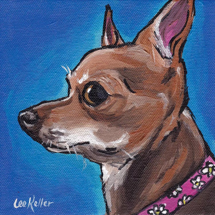 Chihuahua On Blue by Hippie Hound Studios wall art