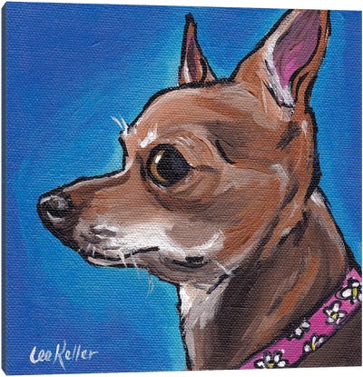 Chihuahua On Blue Canvas Art Print - Hippie Hound Studios