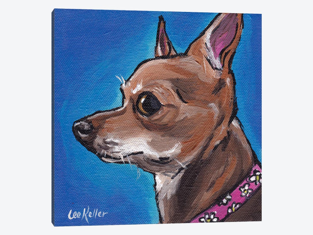 Chihuahua On Blue by Hippie Hound Studios 1-piece Canvas Artwork