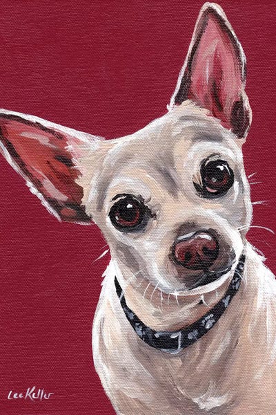 Chihuahua On Red Sam by Hippie Hound Studios framed canvas print
