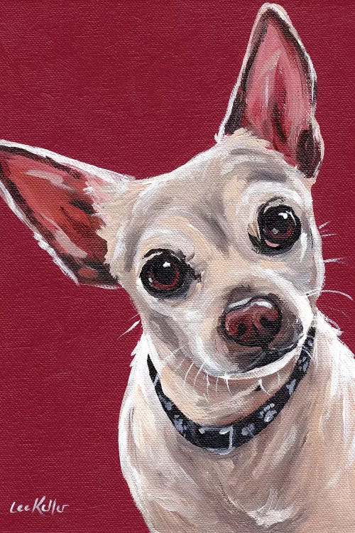 Chihuahua On Red Sam by Hippie Hound Studios  wall art