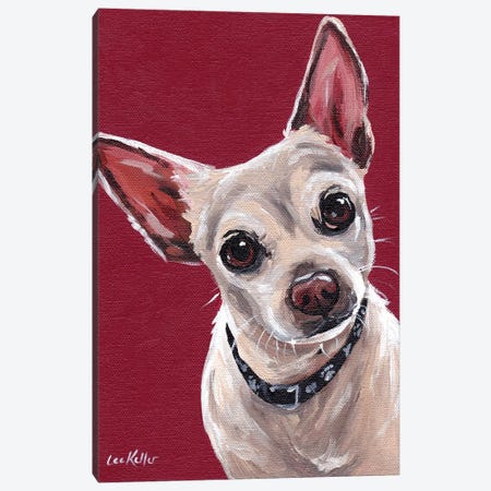 Chihuahua On Red Sam Canvas Print #HHS373} by Hippie Hound Studios Canvas Art