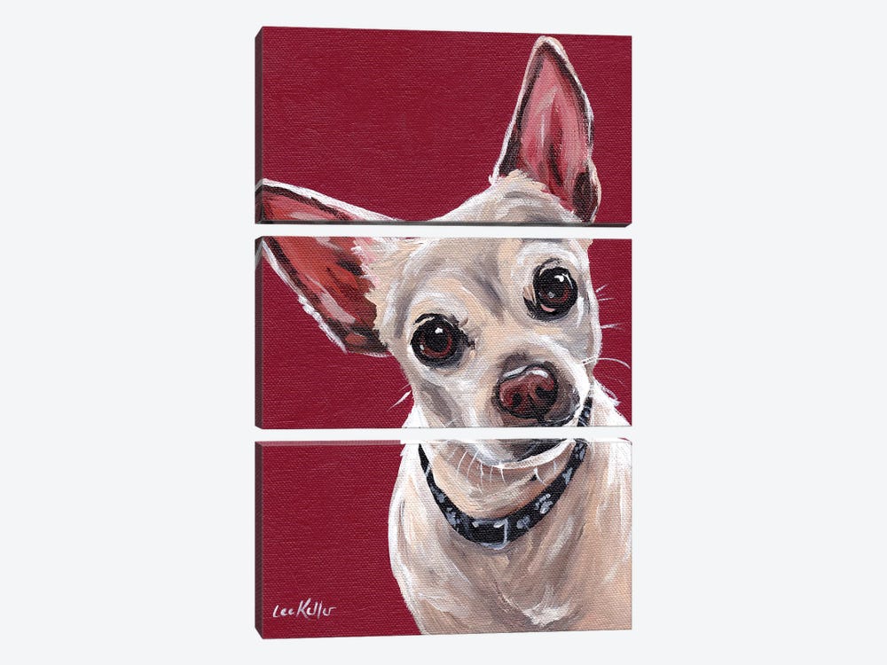 Chihuahua On Red Sam by Hippie Hound Studios 3-piece Art Print