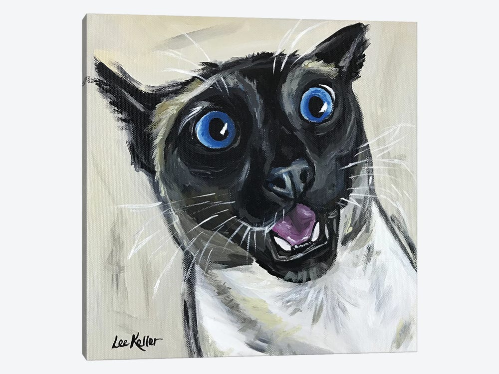 Funny Siamese Cat Marley by Hippie Hound Studios 1-piece Canvas Artwork